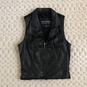 Black leather vest